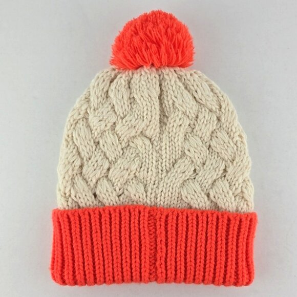 NFL Denver Broncos Logo Women's New Era Matterhorn Cream Orange Cable Knit Hat - Picture 2 of 12